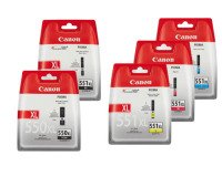 Pack van 5 cartridges Canon PGI550XL + CL551XL zwart + kleur