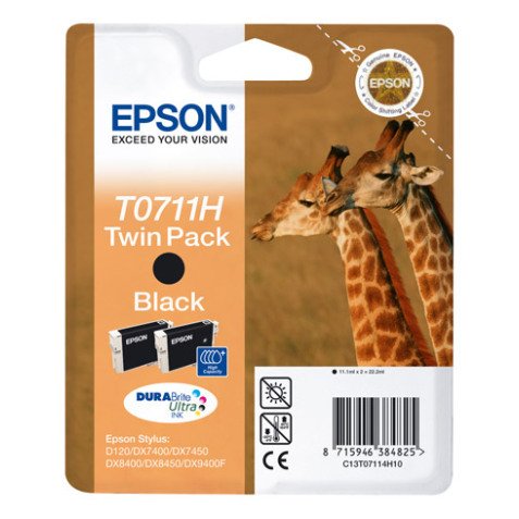 Epson T0711 Pack cartouche de 2 noires pour imprimante jet d'encre