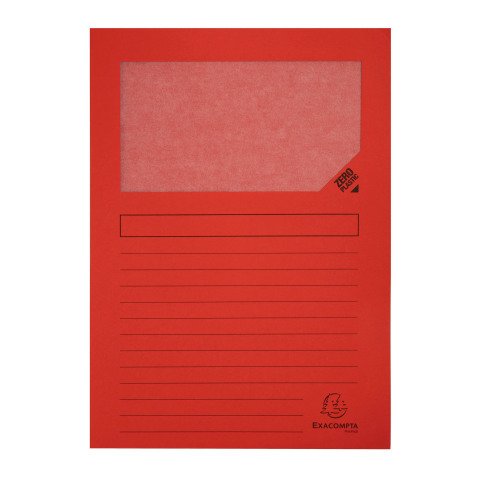 Subcarpetas recicladas con ventanilla ZERO plastic A4 130 g Exacompta Paquete de 25 Rojo