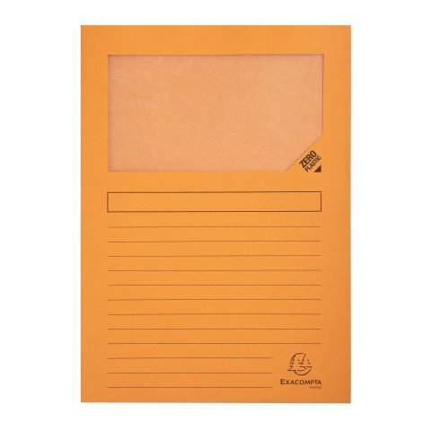 Subcarpetas recicladas con ventanilla ZERO plastic A4 130 g Exacompta Paquete de 25 Naranja
