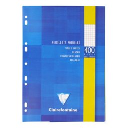 Feuillets mobiles 400 pages petits carreaux format A4 21 x 29,7 cm Metric Clairefontaine - perforées 5 x 5