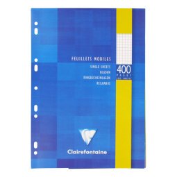 Feuillets mobiles 400 pages petits carreaux format A4 21 x 29,7 cm Metric Clairefontaine - perforées