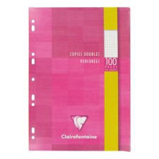 Copies doubles 100 pages petits carreaux format 21 x 29,7 cm Metric Clairefontaine - perforées