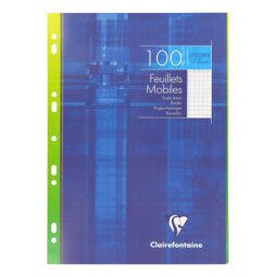 Feuillets mobiles 100 pages petits carreaux format A4 21 x 29,7 cm Metric Clairefontaine - perforées 5 x 5