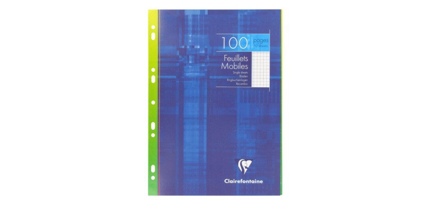 Etui 100 feuillets mobiles Clairefontaine Metric format A4 21 x 29,7 cm petits carreaux