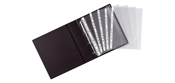 Fundas multitaladro de polipropileno rugoso Folio 90 micras Caja de 100