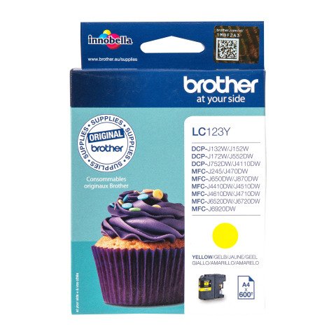 Brother LC123Y cartucho original amarillo (600 páginas)