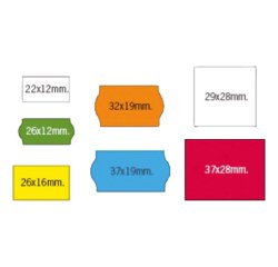 Caja de 40 rollos de 1500 Etiquetas Naranjas 26 x 12 mm