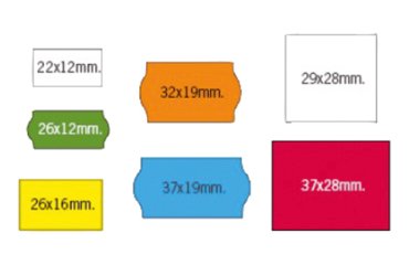Caja de 40 rollos de 1500 Etiquetas blancas 26 x 12 mm