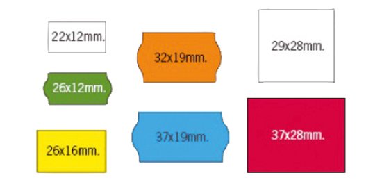 Caja de 40 rollos de 1500 Etiquetas blancas 26 x 12 mm
