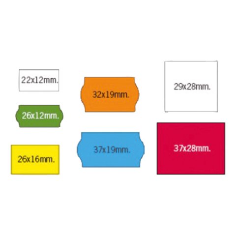 Caja de 40 rollos de 1500 Etiquetas blancas 26 x 12 mm