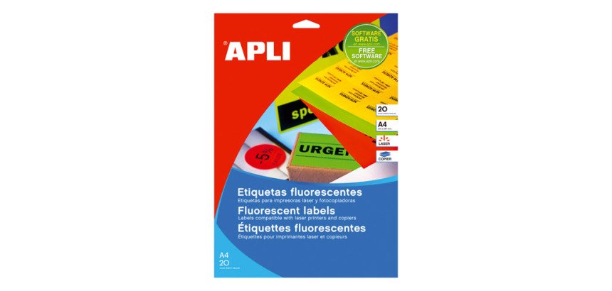 Etiquetas fluorescentes 105 x 37 mm Amarillo Apli 01595