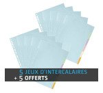 Pack 5 jeux d’intercalaires A4 carte recyclée colorée Exacompta Forever 6 onglets neutres multicolores + 5 jeux offerts