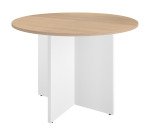 Table ronde 100 cm plateau chêne clair pieds croix Essens