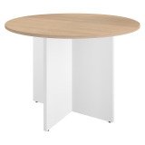 Table ronde 100 cm plateau chêne clair pieds croix Essens