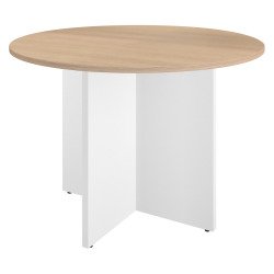 Table ronde 100 cm plateau chêne clair pieds croix Essens