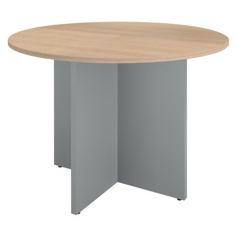 Mesa redonda 100 cm Roble claro - Pata en cruz Aluminio Excellens