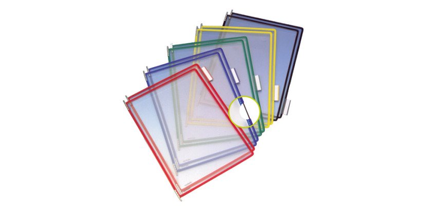 Pochettes protège-documents pivotant Tarifold PVC translucide A4 couleurs assorties - 10 pochettes
