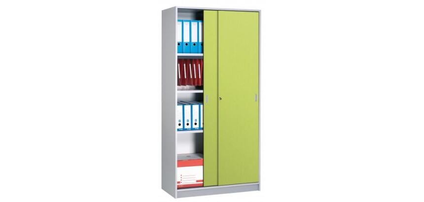 Armoires hautes bois H 180 x L 90 portes coulissantes couleur corps aluminium Harmonie