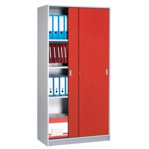 Armario Madera Alt 180 cm color aluminio puertas correderas cereza
