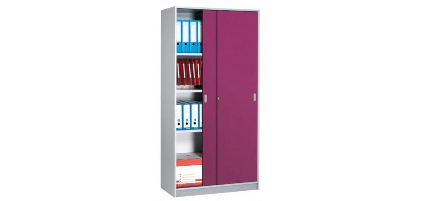 Armoire Harmonie H 180 x L 90 x P 44 cm corps aluminium portes coulissantes couleur