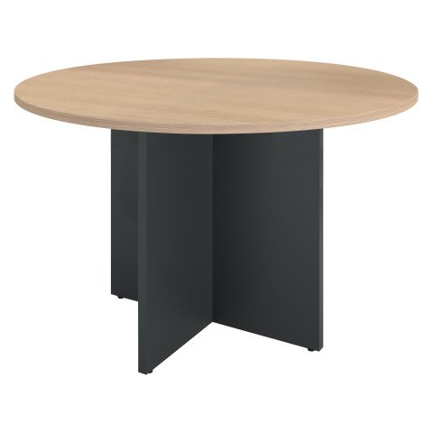 Mesa redonda 120 cm Roble claro - Pata en cruz Antracita Excellens