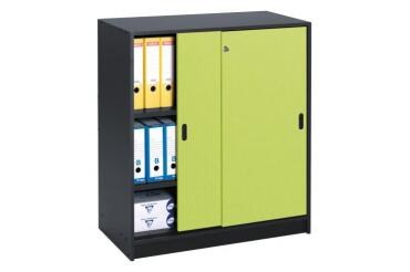 Armoire Harmonie H 100 x L 90 x P 44 cm corps anthracite portes coulissantes couleur