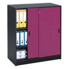 Armoire Harmonie H 100 x L 90 x P 44 cm corps anthracite portes coulissantes couleur prune