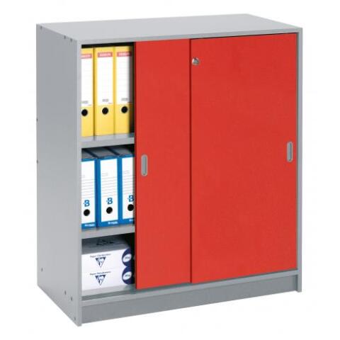 Armario bajo Alt 100 cm. Cuerpo aluminio, puertas cereza