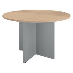 Table ronde 120 cm plateau chêne clair pieds croix Essens