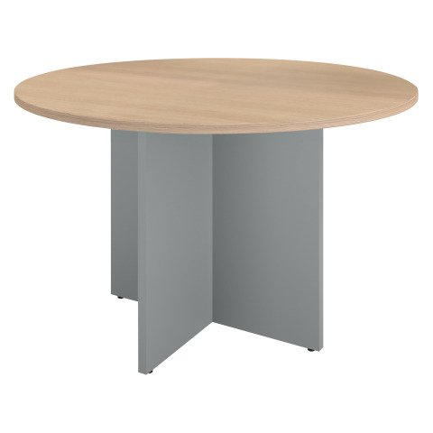 Mesa redonda 120 cm Roble claro - Pata en cruz Aluminio Excellens