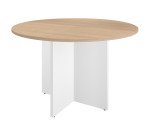 Table ronde 120 cm plateau chêne clair pieds croix Essens