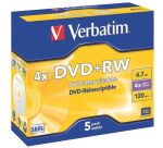 Pack de 5 DVD+ RW4x4 7GB 120 min. Verbatim