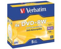 Pack de 5 DVD+ RW4x4 7GB 120 min. Verbatim