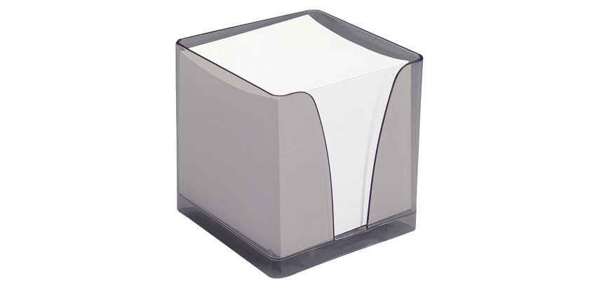 Bloc cube plexi avec une recharge papier blanc 90 x 90 mm - bloc de 800 feuilles