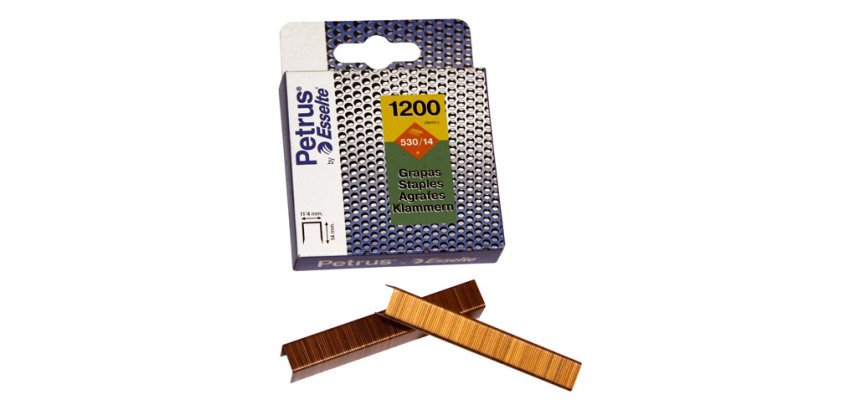 Caja de 1200 grapas de grueso cobreadas 530/14 Petrus