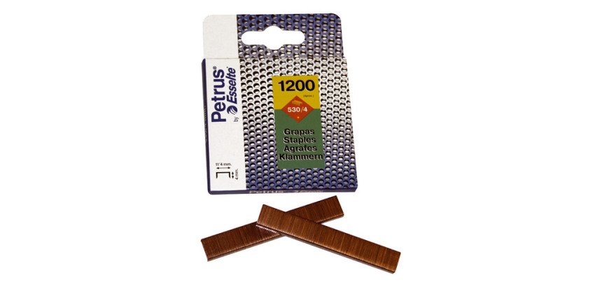 Caja de 1200 grapas de grueso cobreadas 530/4 Petrus
