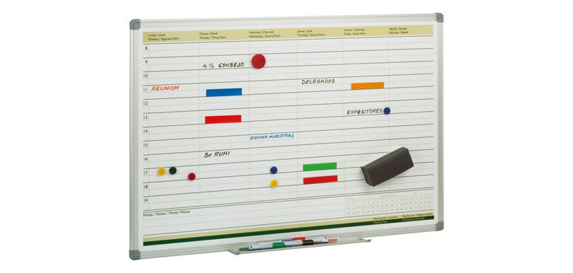 Pizarra Planning Semanal 60 x 90cm marco aluminio