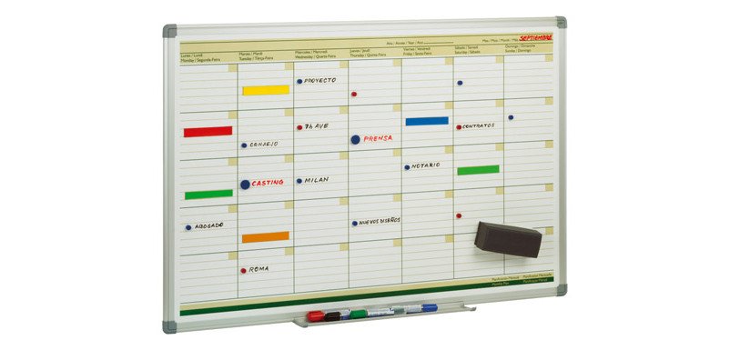 Pizarra Planning Diario-mensual 60 x 90cm marco aluminio