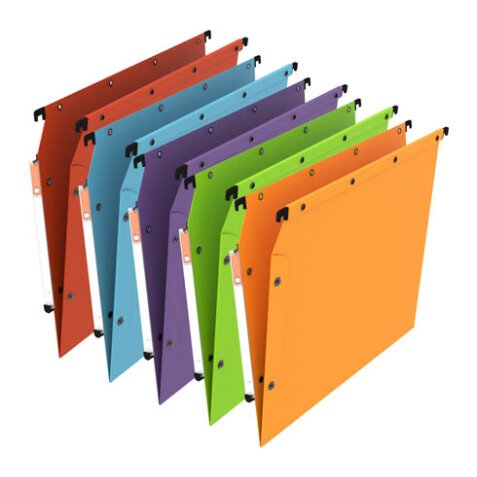 Assortiment gekleurde hangmappen Ultimate L'Oblique kraftkarton voor in kasten 33 cm V-bodem