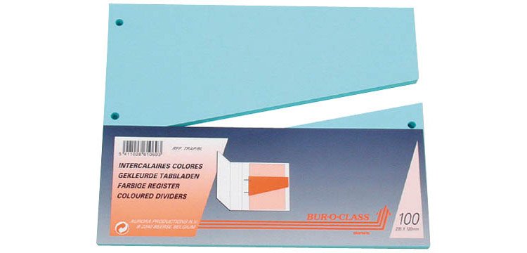 Intercalaire trapèze carte bristol neutre colorée - Paquet de 100