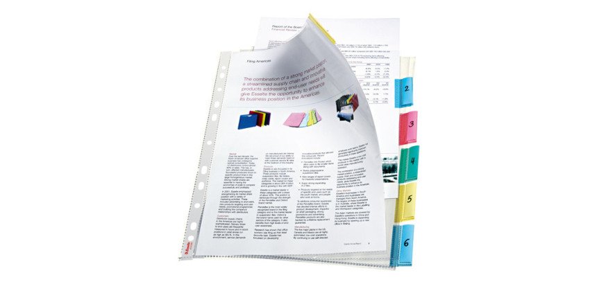 Fundas separadoras con 6 pestañas A4 Esselte