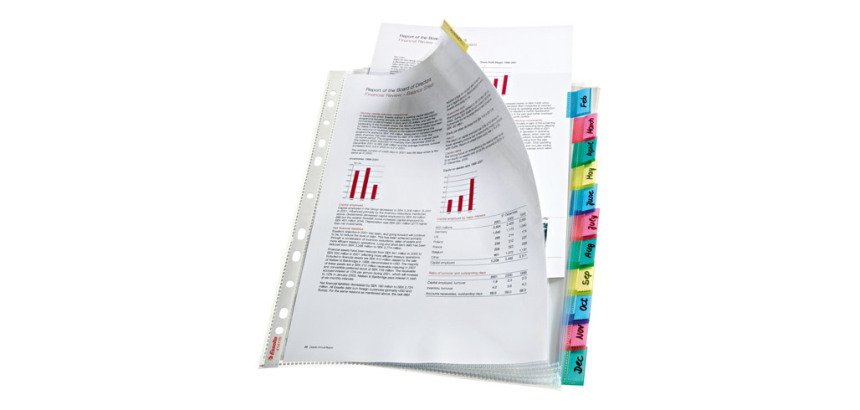 Fundas separadoras con 12 pestañas A4 Esselte