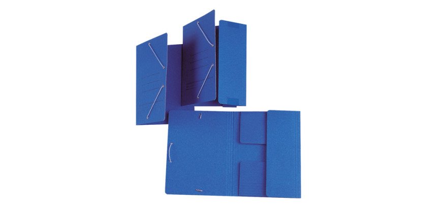 Carpeta de cartón con gomas y solapas Folio Azul