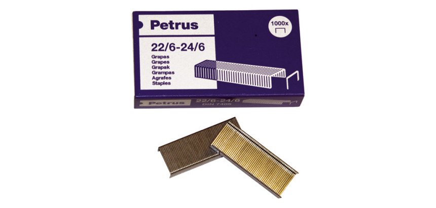Grapas Petrus 22/6, 24/6 galvanizadas Caja de 1000