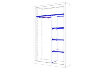 Kit penderie pour armoire à rideaux monobloc H198 cm