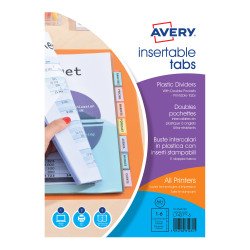 Hoesjes met tabs 1 set met 6 neutrale verdelingen multigekleurd A4 Avery plastiek