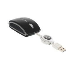 Ratón mini óptico con cable retráctil
