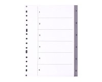 Separadores numéricos de polipropileno A4 6 divisiones gris