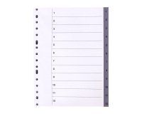 Separadores numéricos de polipropileno A4 12 divisiones gris